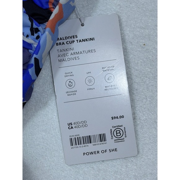 Athleta Maldives Bra Cup Tankini Swim Top Women's 40DD/DD Floral Recycled UPF - Picture 2 of 6